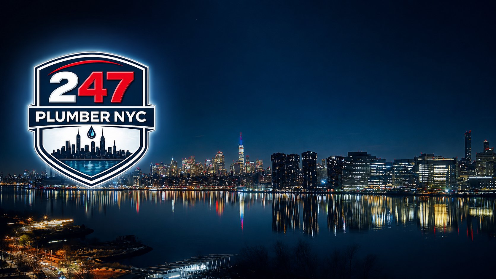 247 Plumber NYC — New York City skyline at night